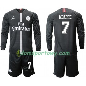 Koszulka Paris Saint-Germain MBAPPE 7 Jodan Czarny Dziecięcy Trzeci Koszulki Piłkarskie 2018-2019 Długi Rękaw